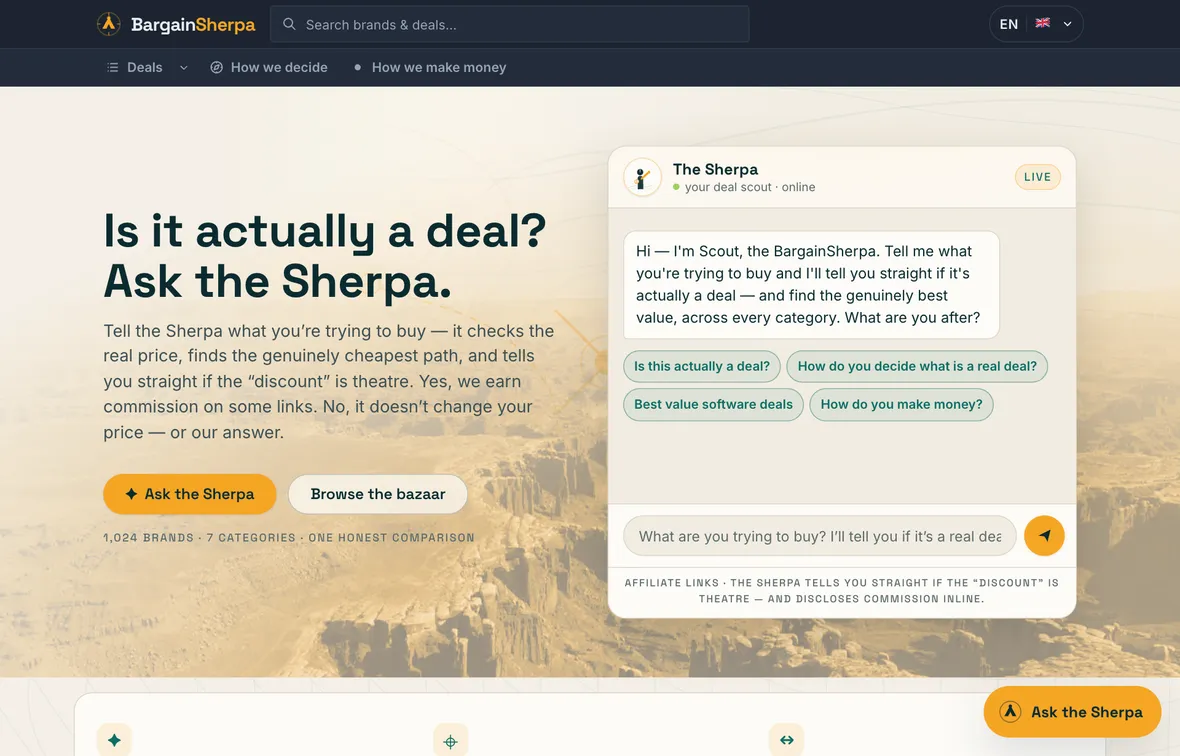 BargainSherpa — homepage