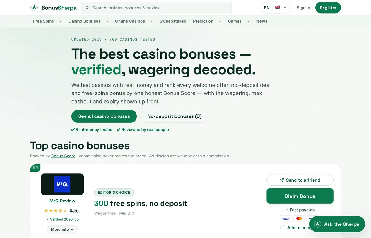 BonusSherpa — homepage