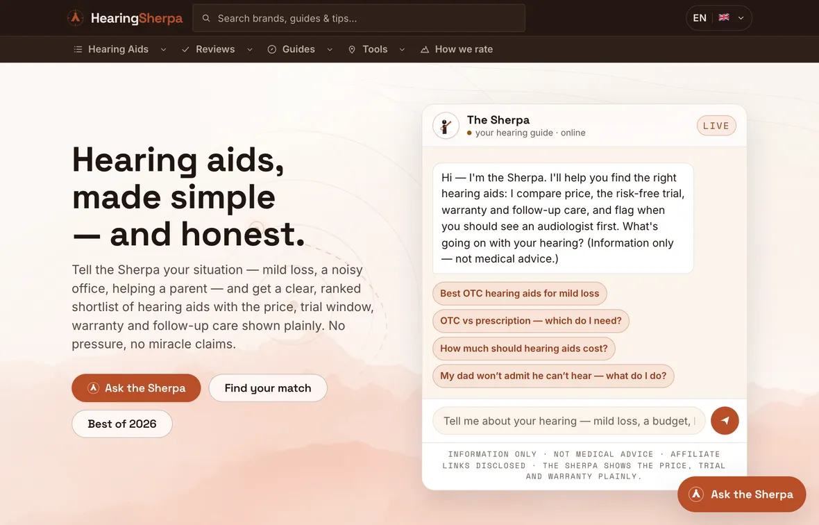 HearingSherpa — homepage